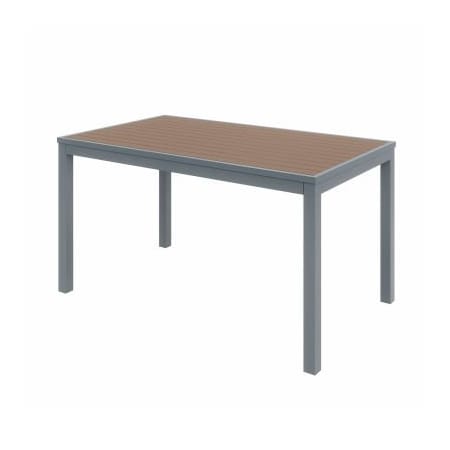 Kfi KFI 55" x 35" Rectangle Outdoor Table - Mocha Polymer Top - Silver Aluminum Frame - Ivy Series OLT3255-SL-MA